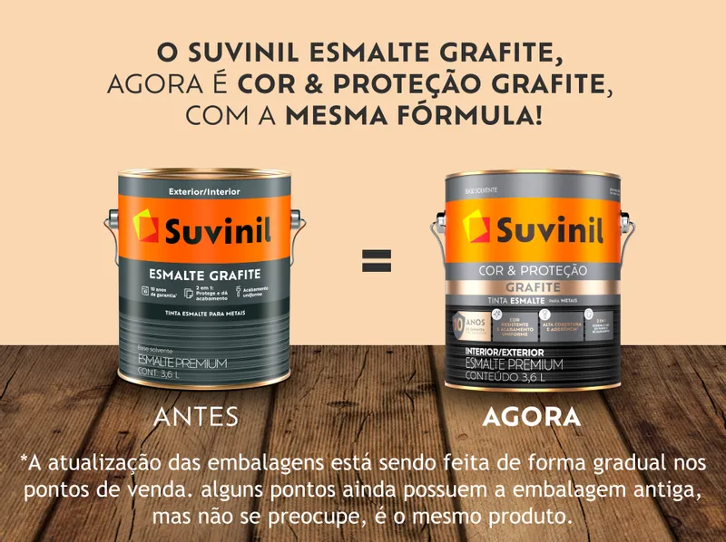 Esmalte Suvinil Cor & Proteção Grafite Fosco